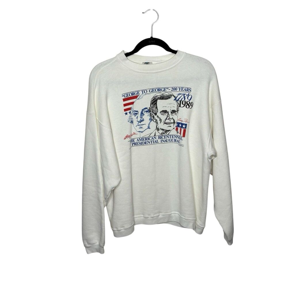 Vintage 80s 1989 George H. W. Bush Crewneck Sweatshirt “George To George”  Large